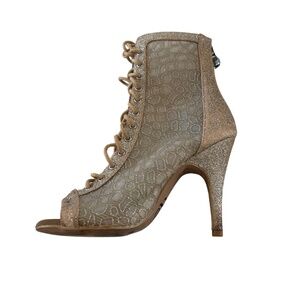 Burju Rizzo, 3.5 Inch Heel Ankle Boots, Gold Shimmer
